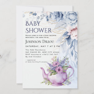 Blumige Teeparty-Baby-Shower-Einladung Einladung
