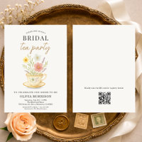 Blumige Teeparty-QR-Code-Brautjunggesellinnenabsch