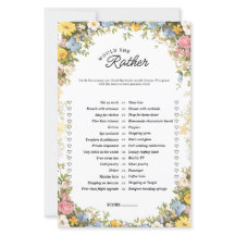 Blumige Teeparty-Would-She-Rather-Braut-Spiel