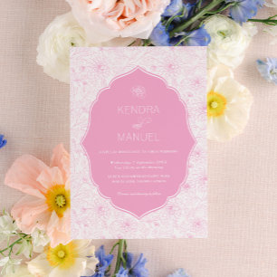 Blumige Toile Fancy Rosa Hochzeit Einladung