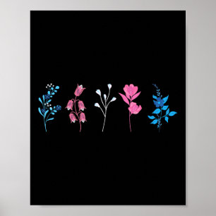 Blumige Transgender-Stolz, LGBTQ Trans-Flagge-Blum Poster