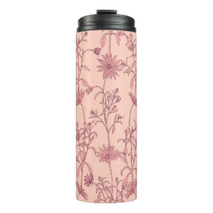 Blumige Vintage-Elemente, nahtloser Hintergrund. Thermosbecher