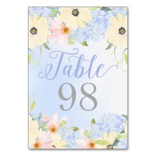 Blumige Vintage-Hochzeit im Frühling Tischnummer