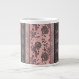 Blumige Vintage-Rose und Holzkohle-Kunst  Jumbo-Tasse
