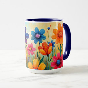 Blumige Volkskunstillustration Tasse