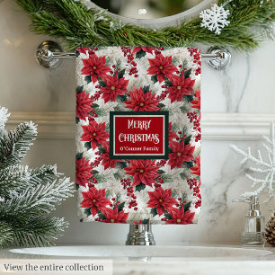 Blumige Weihnachtshandtücher Chic Rot Grün Geschen Badhandtuch Set