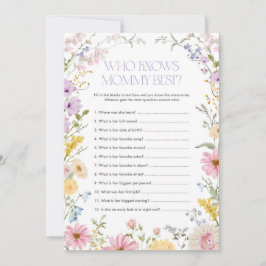 Blumige Wer kennt Mami am besten Babyshower-Spielk Einladung