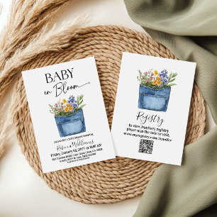 Blumige Western-Denim-Tasche Baby in Bloom Dusche Einladung