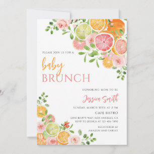 Blumige Zitrus-Baby-Brunch-Party Einladung