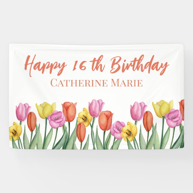 Blumiger 16. Geburtstag  Banner (Horizontal)