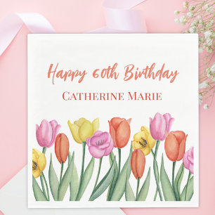 Blumiger 60. Geburtstag Serviette