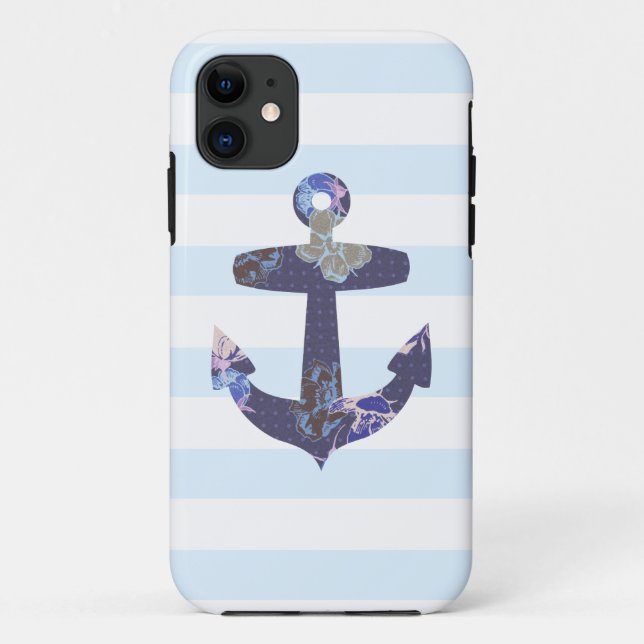 Blumiger blauer Anker iphone 5 Nautischkasten Case-Mate iPhone Hülle (Rückseite)