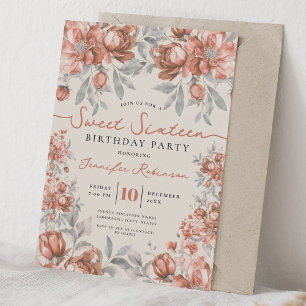 Blumiger Blumenstrauß Sweet 16 Geburtstag Rose Gol Einladung