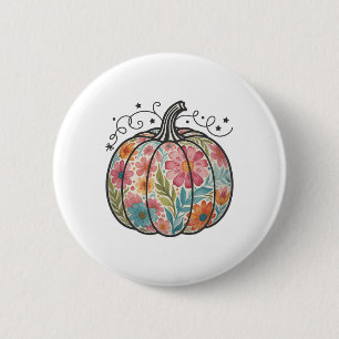 Blumiger Boho-Kürbis-Preppy-Herbst-Thanksgiving-Ge Button