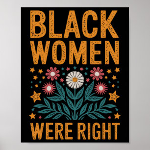 Blumiger Boho-Widerstand Anti-Trump-Schwarze Fraue Poster