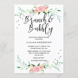 Blumiger Brunch und sprudelnde Brautparty-Einladun Einladung
