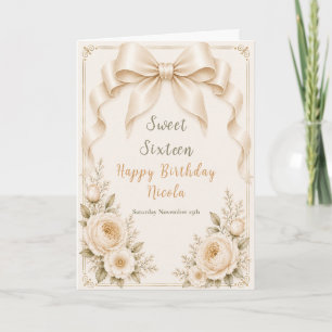 Blumiger Champagner Coquette Bogen Sweet Sixteen Karte