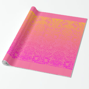 Blumiger Damast (Koralle und Rosa) Geschenkpapier