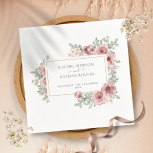 Blumiger Dusty Rose Eleganter Goldrahmen Serviette