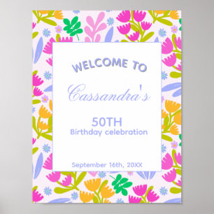 Blumiger Geburtstag elegantes Party Rosa süß Poster