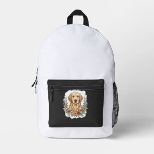 Blumiger Golden Retriever Sublimation Bedruckter Rucksack