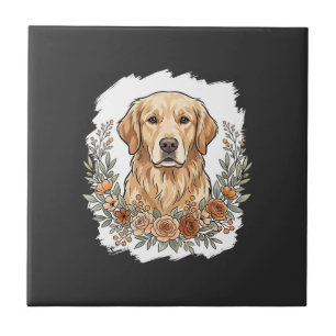 Blumiger Golden Retriever Sublimation Fliese