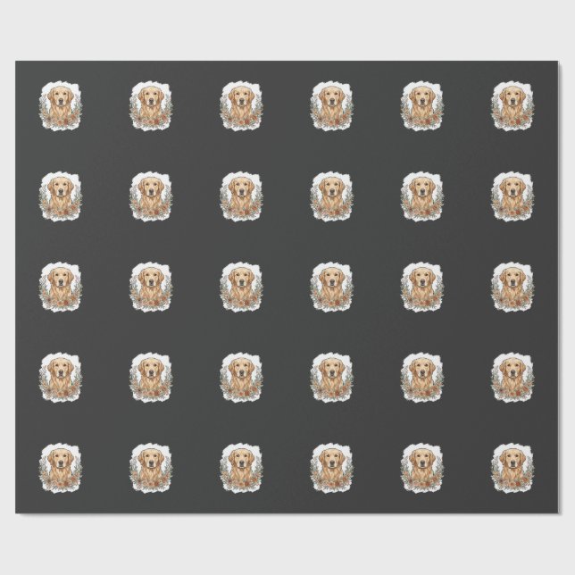 Blumiger Golden Retriever Sublimation Geschenkpapier (Flach)