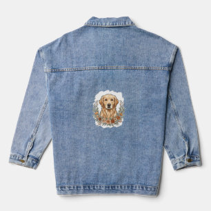 Blumiger Golden Retriever Sublimation Jeansjacke