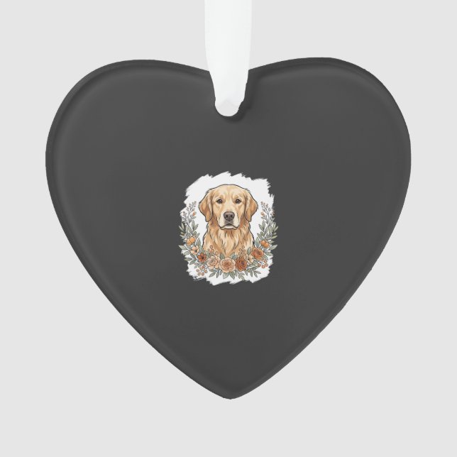 Blumiger Golden Retriever Sublimation Ornament (Vorderseite)
