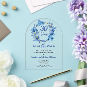 Blumiger Goldrahmen zum 30. Hochzeitstag Acryleinladungen