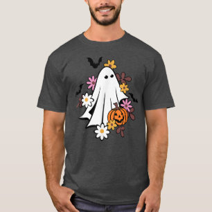 Blumiger Halloween-Geist-Kürbis Gruselige Saison L T-Shirt