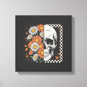 Blumiger Herbst-Skelett-Boho-Halloween Leinwanddruck