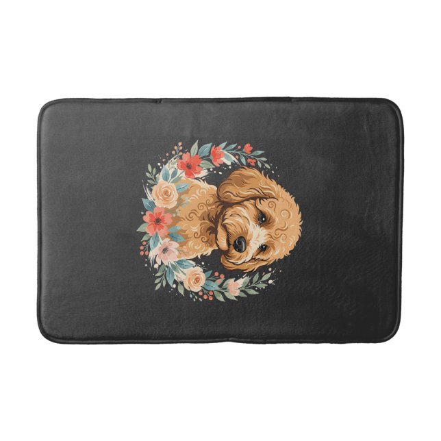 Blumiger Hund Runde Sublimation Badematte (Vorderseite)