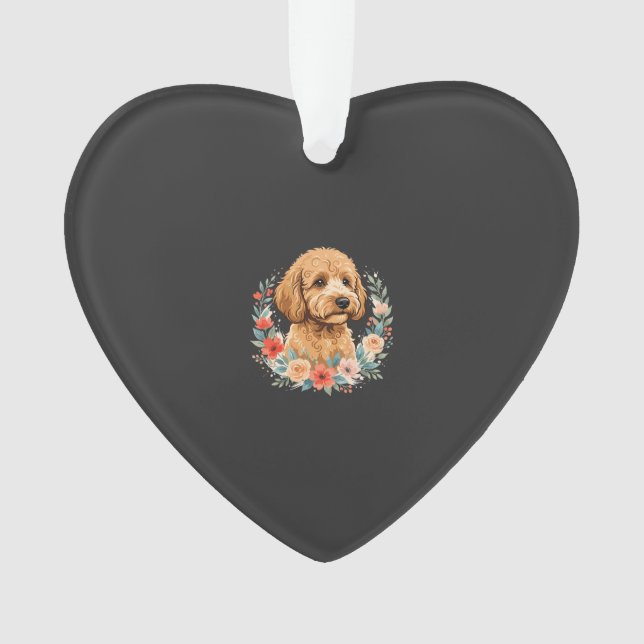 Blumiger Hund Runde Sublimation Ornament (Vorderseite)