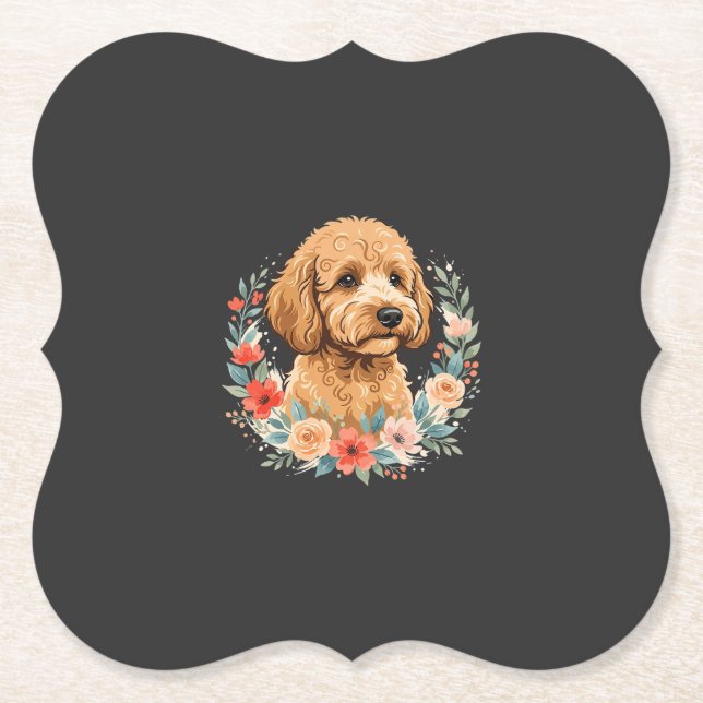 Blumiger Hund Runde Sublimation Untersetzer (Vorderseite)