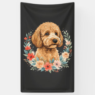 Blumiger Hund Rundes Sublimation Banner