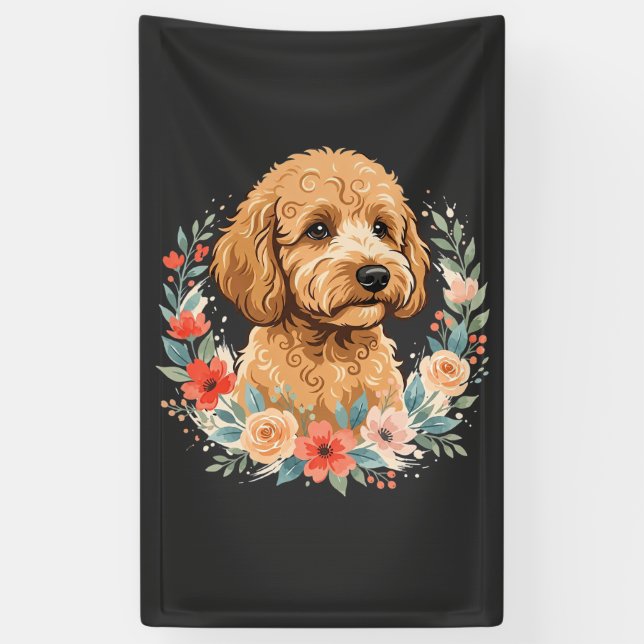 Blumiger Hund Rundes Sublimation Banner (Vertikal)