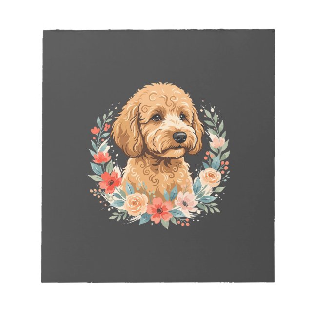 Blumiger Hund Rundes Sublimation Notizblock (Vorderseite)