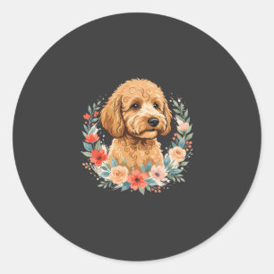 Blumiger Hund Rundes Sublimation Runder Aufkleber