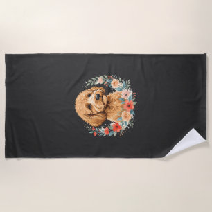 Blumiger Hund Rundes Sublimation Strandtuch