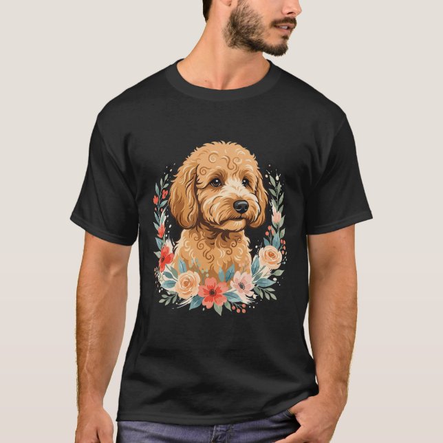 Blumiger Hund Rundes Sublimation T-Shirt (Vorderseite)