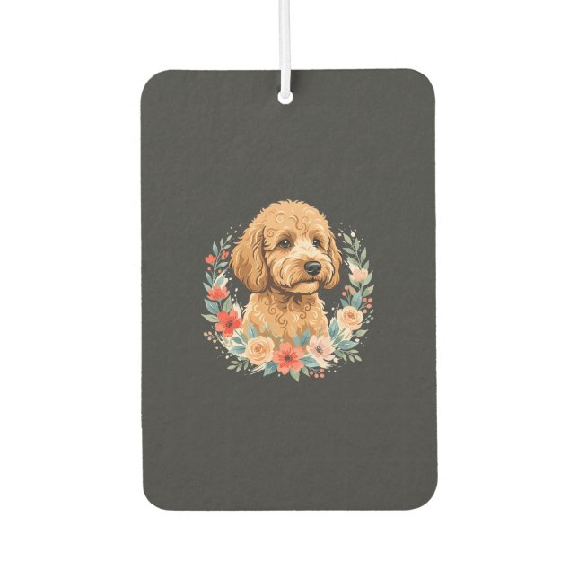 Blumiger Hund Rundes Sublimationsdesign Autolufterfrischer (Vorderseite)