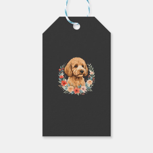Blumiger Hund Rundes Sublimationsdesign Geschenkanhänger (Vorderseite)