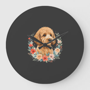Blumiger Hund Rundes Sublimationsdesign Große Wanduhr