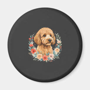 Blumiger Hund Rundes Sublimationsdesign Magnet