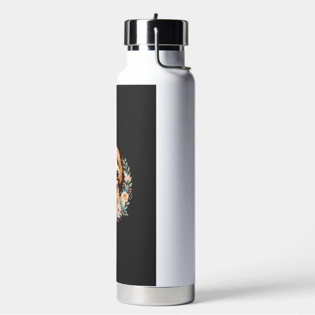 Blumiger Hund Rundes Sublimationsdesign Trinkflasche (Links)