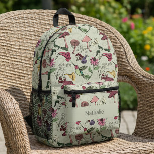 Blumiger Kolibri Salbei Grün Natur Bedruckter Rucksack
