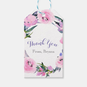 Blumiger Kranz Aquarell Elegante Brautparty Geschenkanhänger