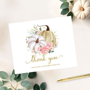 Blumiger Kürbis Herbst Brautparty Danke schön Postkarte