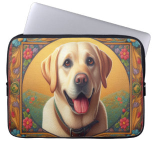 Blumiger Labrador Retriever Farbiger Border Hund Laptopschutzhülle